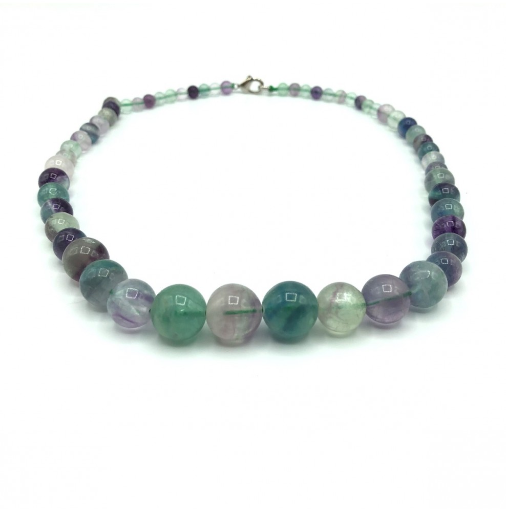 Collier Fluorine (Fluorite) boules dégradées