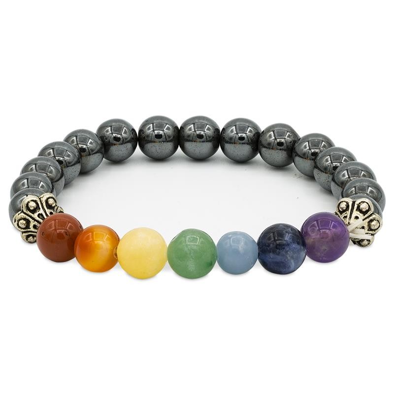 Bracelet des chakra en hématite élastique