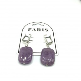 Boucles d'Oreilles Améthyste rectangle
