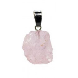 Pendentif quartz rose brut boucle plaqué argent