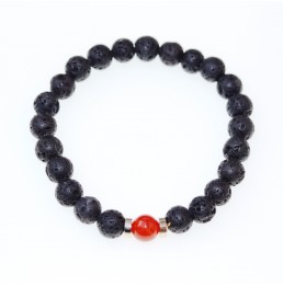 Lave naturelle Cornaline Bracelet boule 8mm