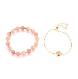 Quartz Fraise Laiton 2 Bracelets Boule 8mm