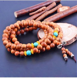 Bracelet Perles Bois Santal Rouge – 18mm – Méditation, Prière – Unisexe, Style Naturel