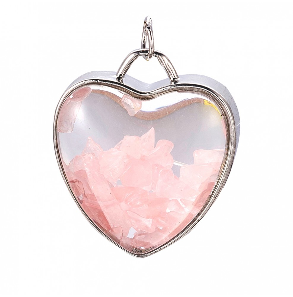 Pendentif Cœur En Quartz Rose Percé - Bijou Naturel, Neuf Avec étiquettes, Par Naturosphère