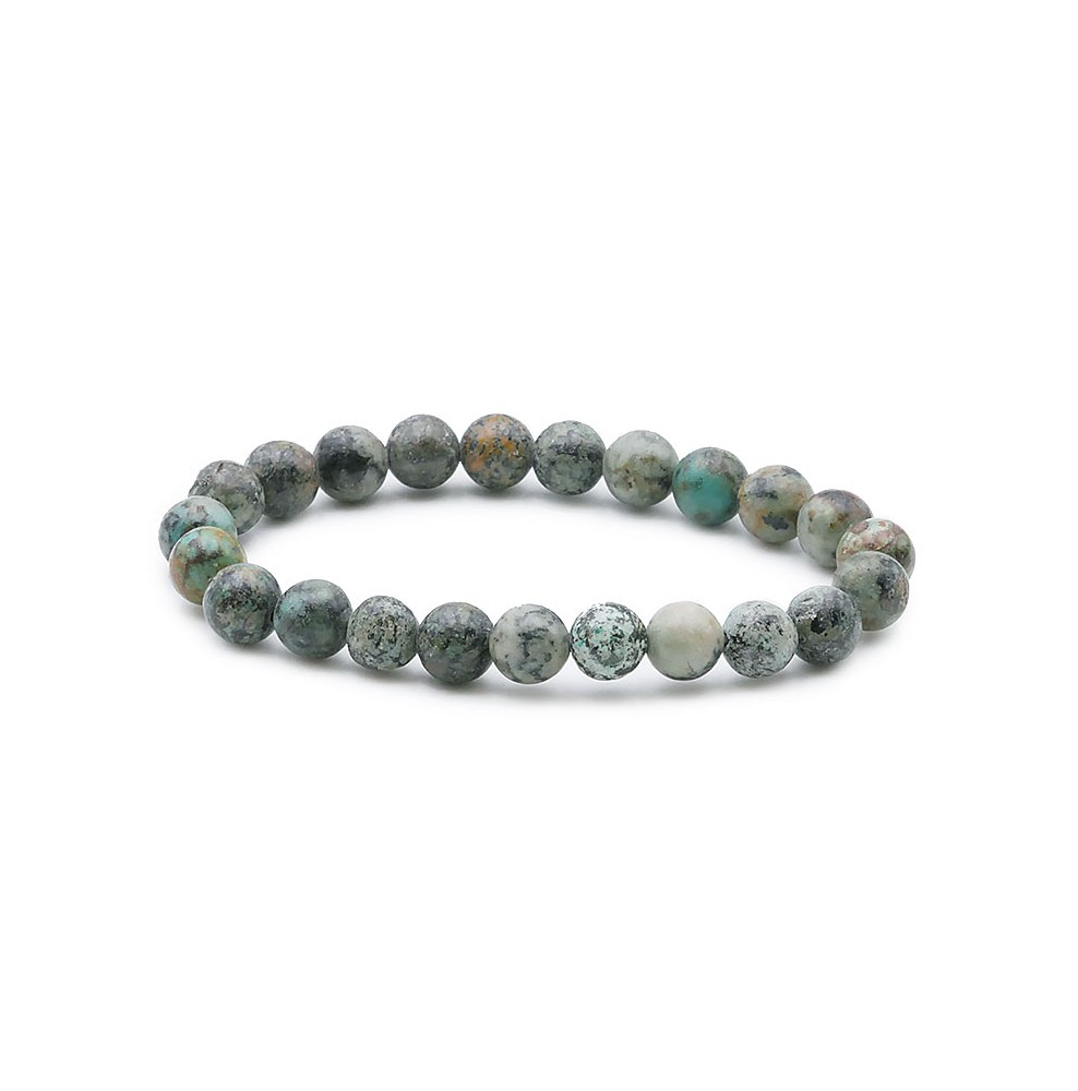 Bracelet Perles Howlite Turquoise 8mm - Sans Fermoir, Longueur Ajustable, Neuf Avec étiquettes