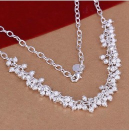 Parure Bracelet Collier Grappe Breloque plaqué Argent
