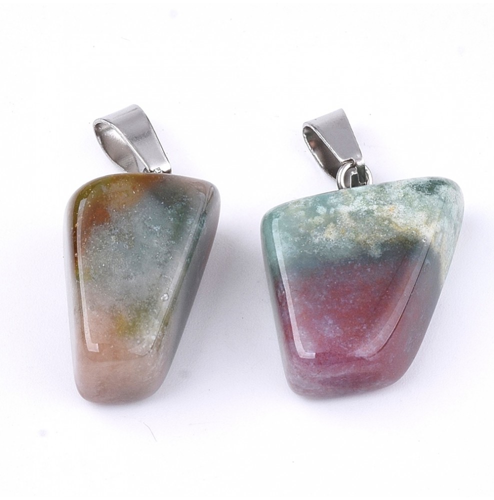 Pendentif Larme En Agate Verte - 5.1 Cm - Neuf Sans Emballage - Pierre Naturelle