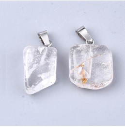 Quartz Cristal de Roche Pendentif Pierre Roulée