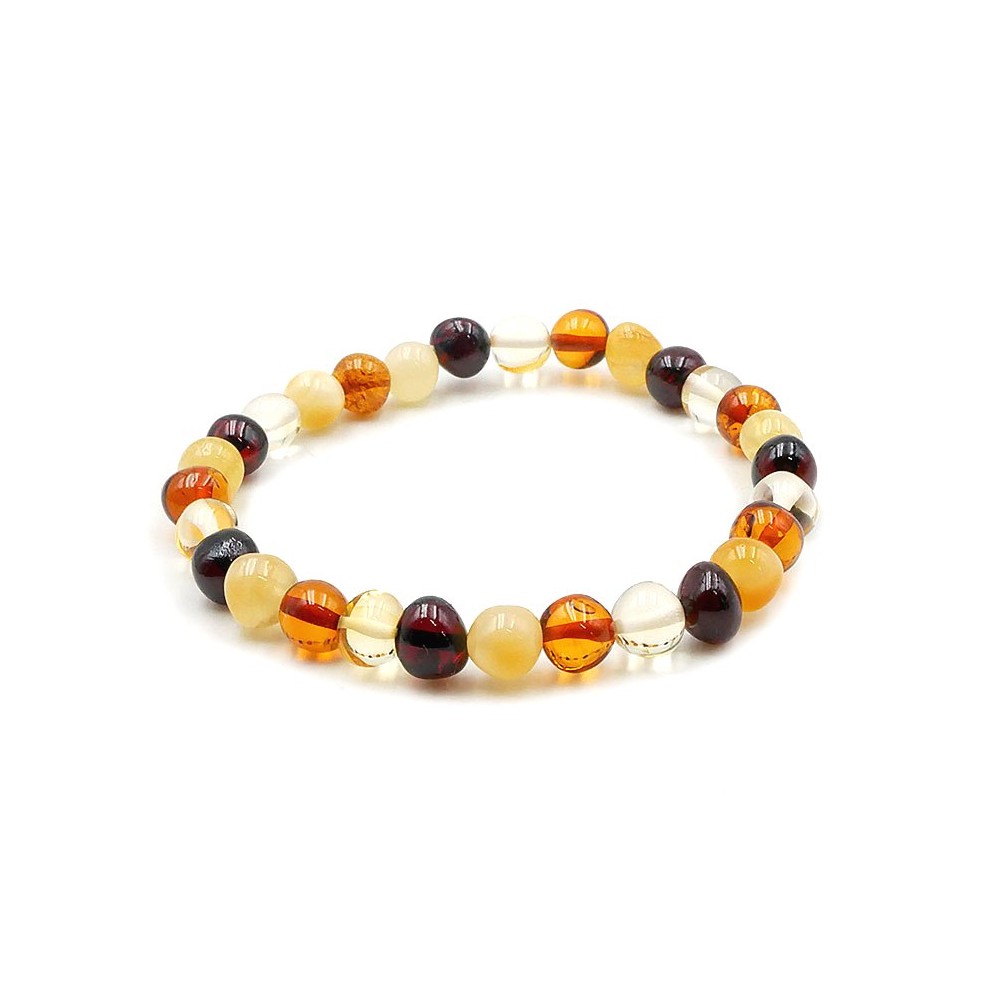 Ambre Multicolore A Bracelet Boules 6mm