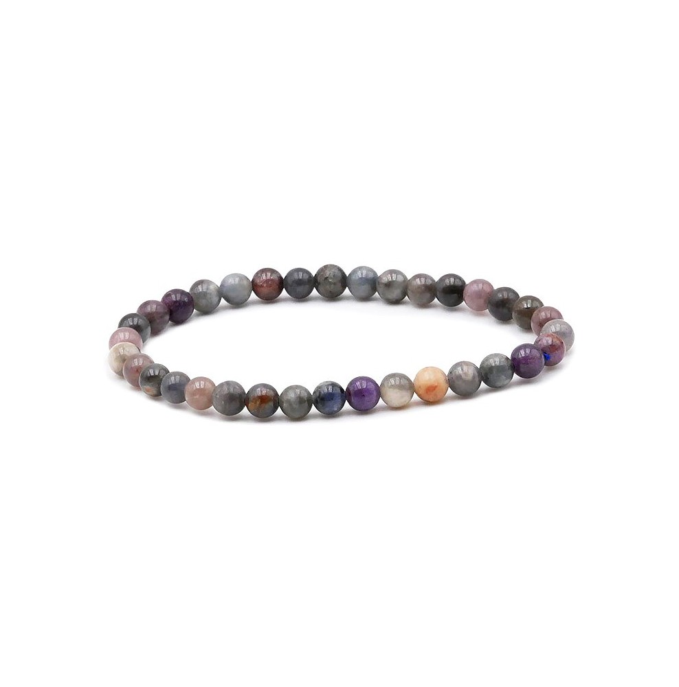 Saphir Multicolore AB 6mm Bracelet Boule Elastique