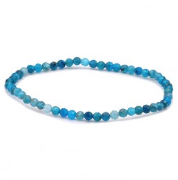 Apatite bleue A+ 3mm Bracelet Boule Facettée Elastique
