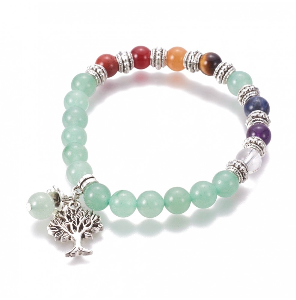 Bracelet Pierres Naturelles – Aventurine Verte Et Quartz Rose – 8mm – Ajustable