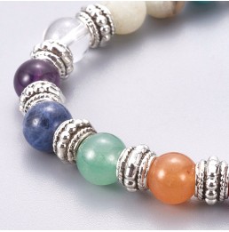 Amazonite & 7 Chakras 8mm Bracelet Arbre de Vie Elastique