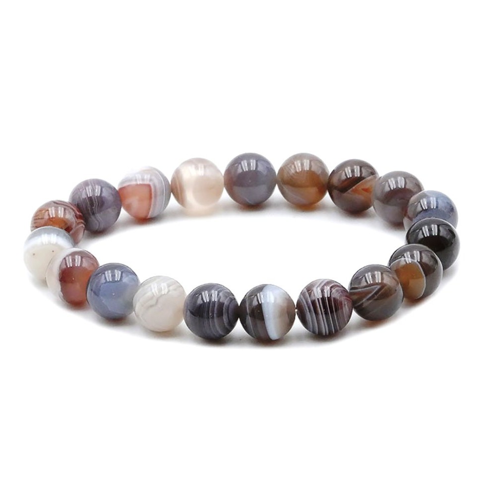 Agate Botswana A+ 10mm Bracelet Boule Elastique