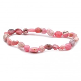 Rhodochrosite Argentine A+ Bracelet Pierres Roulées Elastique