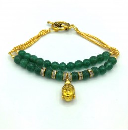 Bracelet Aventurine Verte & Pendentif Bouddha